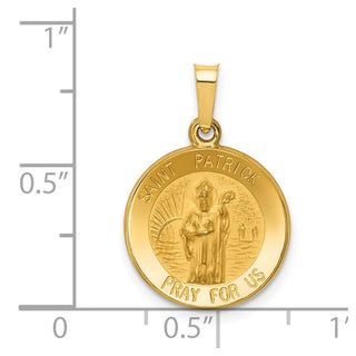 14k Yellow Gold Polished and Satin St. Patrick Medal Pendant XR1372