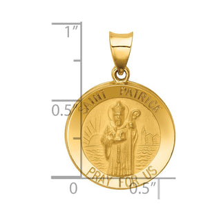 14k Yellow Gold Polished and Satin St. Patrick Medal Pendant XR1373