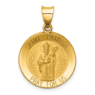 14k Yellow Gold Polished and Satin St. Patrick Medal Pendant XR1373