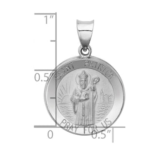 14k White Gold Polished and Satin St. Patrick Medal Pendant