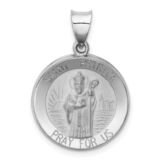 14k White Gold Polished and Satin St. Patrick Medal Pendant