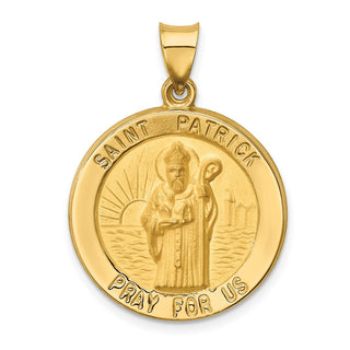 14k Yellow Gold Polished and Satin St. Patrick Medal Pendant XR1375