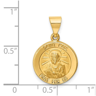 14k Yellow Gold Polished and Satin St. Paul Medal Pendant XR1376