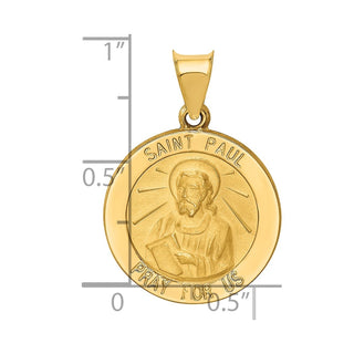14k Yellow Gold Polished and Satin St. Paul Medal Pendant XR1377