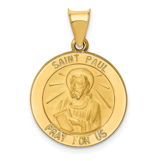 14k Yellow Gold Polished and Satin St. Paul Medal Pendant XR1377
