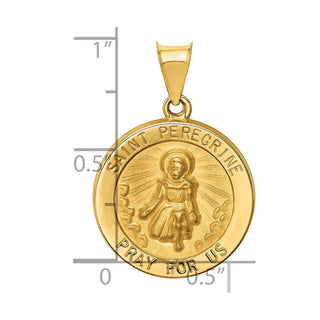 14k Yellow Gold Polished and Satin St. Peregrine Medal Pendant XR1378
