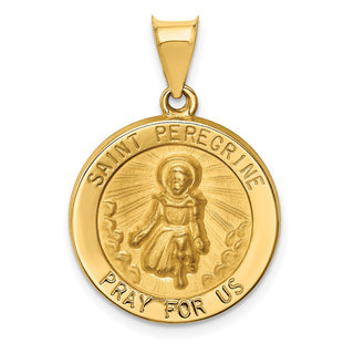 14k Yellow Gold Polished and Satin St. Peregrine Medal Pendant XR1378