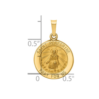 14k Yellow Gold Polished and Satin St. Peregrine Medal Pendant XR1379