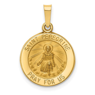 14k Yellow Gold Polished and Satin St. Peregrine Medal Pendant XR1379