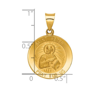 14k Yellow Gold Polished and Satin St. Peter Medal Pendant XR1380