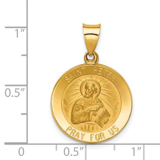 14k Yellow Gold Polished and Satin St. Peter Medal Pendant XR1380