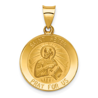 14k Yellow Gold Polished and Satin St. Peter Medal Pendant XR1380