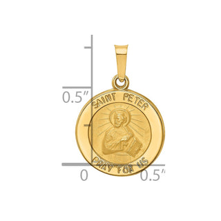 14k Yellow Gold Polished and Satin St. Peter Medal Pendant XR1381