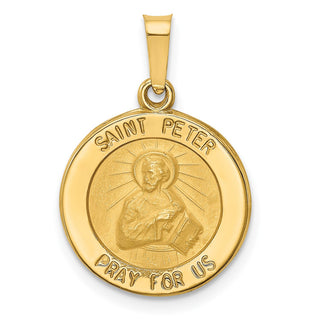 14k Yellow Gold Polished and Satin St. Peter Medal Pendant XR1381