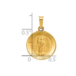 14k Yellow Gold Polished and Satin St. Raphael Medal Pendant XR1382