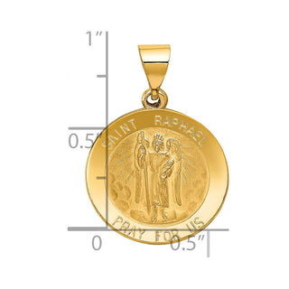 14k Yellow Gold Polished and Satin St. Raphael Medal Pendant XR1383