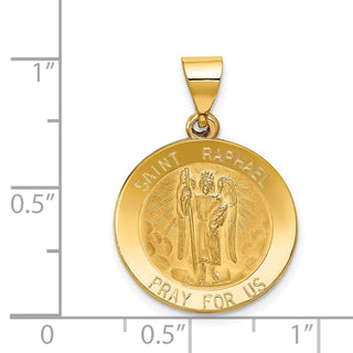 14k Yellow Gold Polished and Satin St. Raphael Medal Pendant XR1383