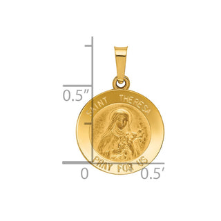 14k Yellow Gold Polished and Satin St. Theresa Medal Pendant XR1384