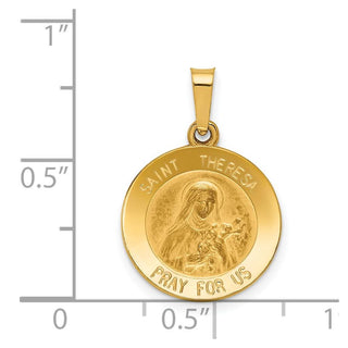14k Yellow Gold Polished and Satin St. Theresa Medal Pendant XR1384