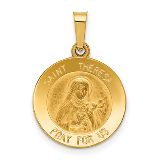 14k Yellow Gold Polished and Satin St. Theresa Medal Pendant XR1384
