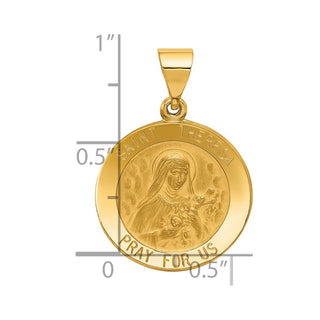 14k Yellow Gold Polished and Satin St. Theresa Medal Pendant XR1385