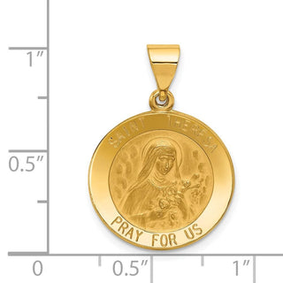 14k Yellow Gold Polished and Satin St. Theresa Medal Pendant XR1385