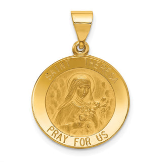 14k Yellow Gold Polished and Satin St. Theresa Medal Pendant XR1385