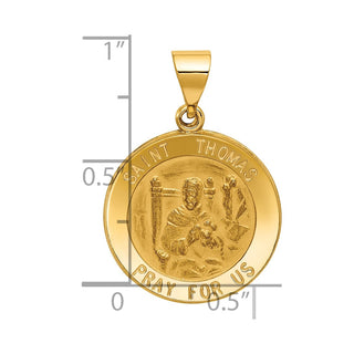 14k Yellow Gold Polished and Satin St. Thomas Medal Pendant
