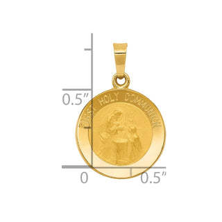 14k Yellow Gold Polished and Satin First Holy Communion Medal Pendant XR1388