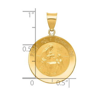 14k Yellow Gold Polished and Satin First Holy Communion Medal Pendant XR1389