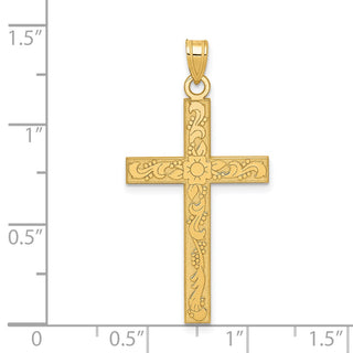14k Yellow Gold Floral Cross Pendant XR139