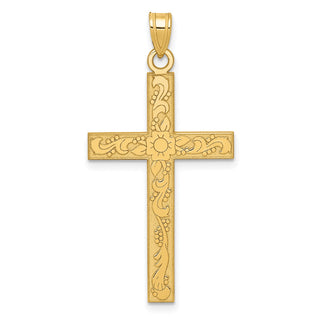 14k Yellow Gold Floral Cross Pendant XR139
