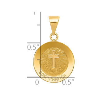 14k Yellow Gold Polished and Satin Confirmation Medal Pendant XR1393