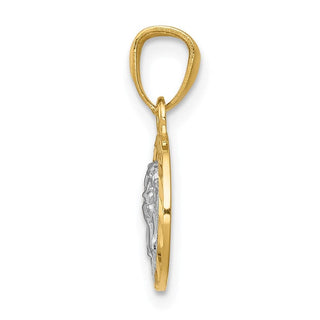 14k Yellow Gold Rhodium Plated Cherub Pendant