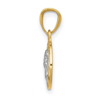 14k Yellow Gold Rhodium Plated Cherub Pendant