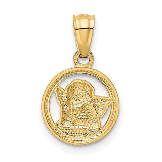 14k Yellow Gold Rhodium Plated Cherub Pendant