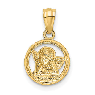 14k Yellow Gold Rhodium Plated Cherub Pendant