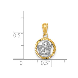 14k Yellow Gold Rhodium Plated Cherub Pendant