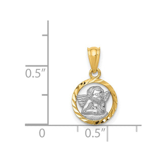 14k Yellow Gold Rhodium Plated Cherub Pendant
