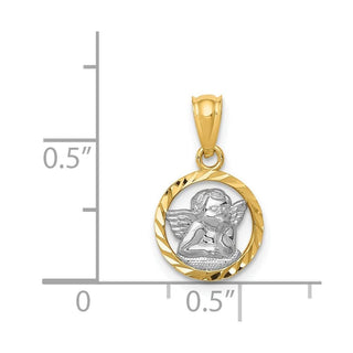 14k Yellow Gold Rhodium Plated Cherub Pendant
