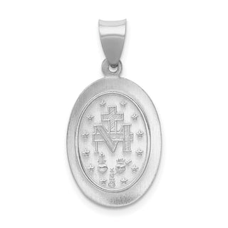 14k White Gold Polished and Satin Miraculous Medal Pendant XR1399
