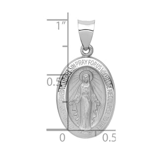 14k White Gold Polished and Satin Miraculous Medal Pendant XR1399