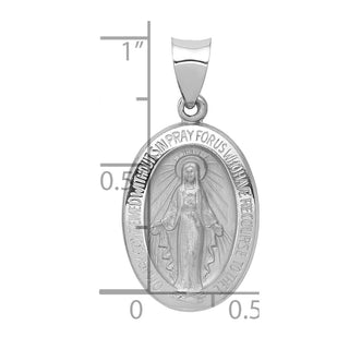 14k White Gold Polished and Satin Miraculous Medal Pendant XR1399