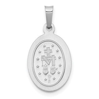 14k White Gold Polished and Satin Miraculous Medal Pendant XR1400