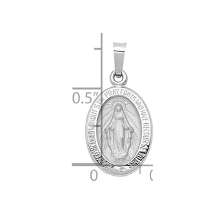 14k White Gold Polished and Satin Miraculous Medal Pendant XR1400