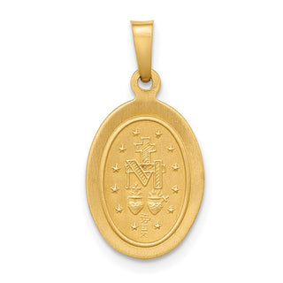 14k Yellow Gold Polished and Satin Miraculous Medal Pendant XR1401