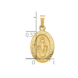 14k Yellow Gold Polished and Satin Miraculous Medal Pendant XR1401