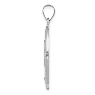 14k White Gold Polished and Satin Miraculous Medal Pendant XR1404