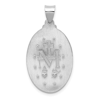 14k White Gold Polished and Satin Miraculous Medal Pendant XR1404
