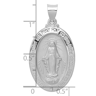 14k White Gold Polished and Satin Miraculous Medal Pendant XR1404
